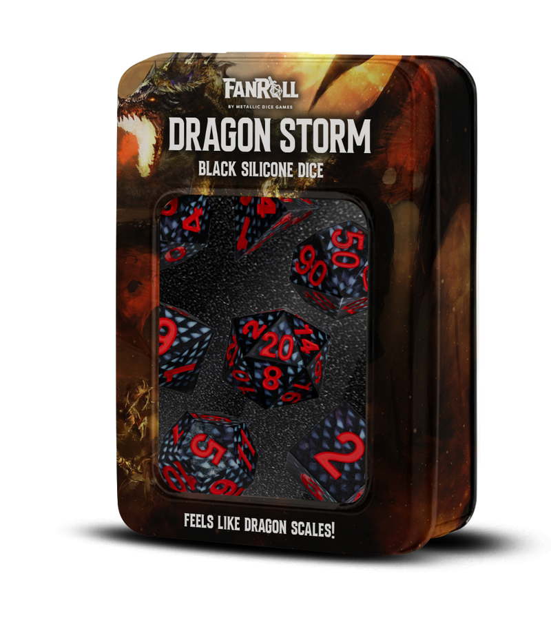 Dragon Storm Silicone Dice Set: Black Dragon Scales (FanRoll)