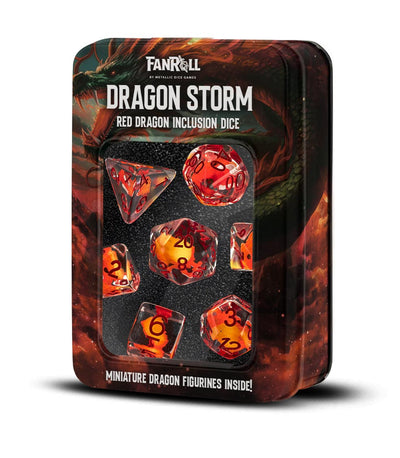 Dragon Storm Inclusion Resin Dice Set: Red Dragon (FanRoll)