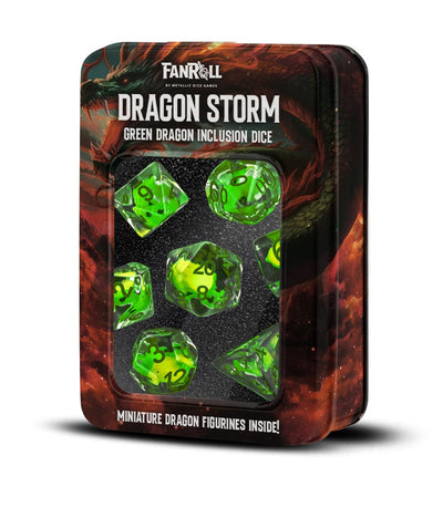 Dragon Storm Inclusion Resin Dice Set: Green Dragon (FanRoll)