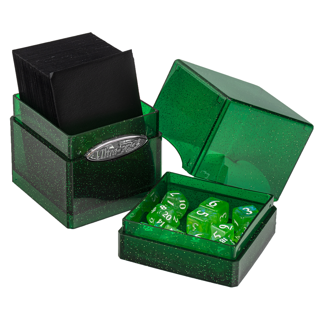 Glitter Satin Tower Deck Box - Green (Ultra PRO)