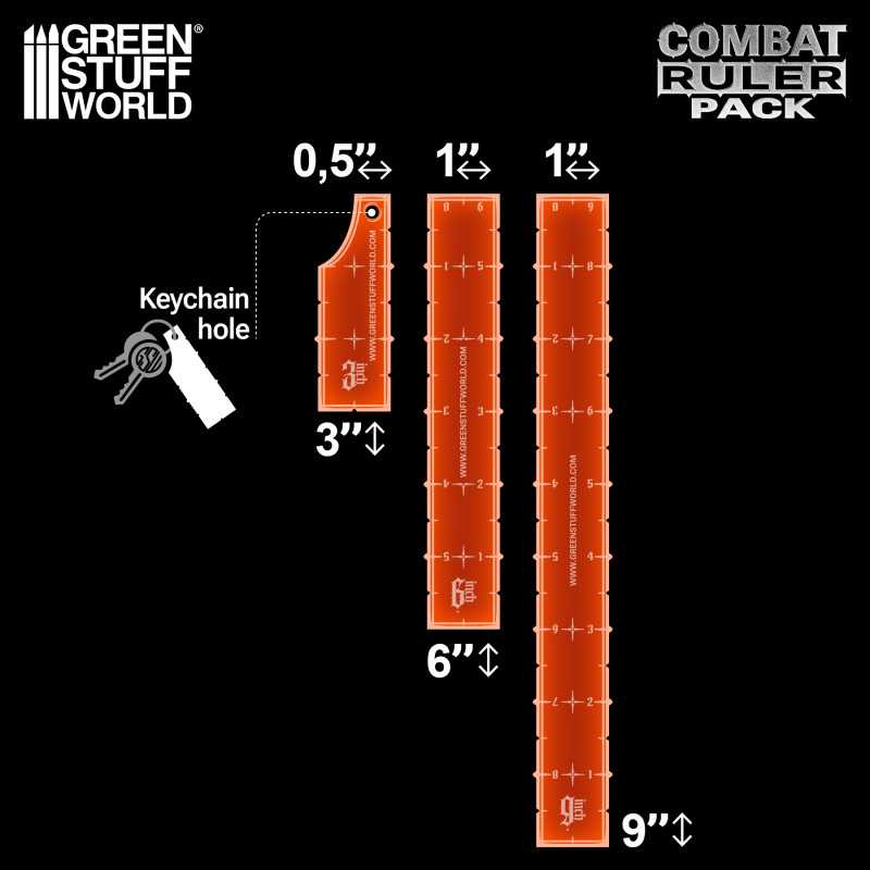 3-6-9 Combat Ruler Pack - Fluor Orange (Green Stuff World)