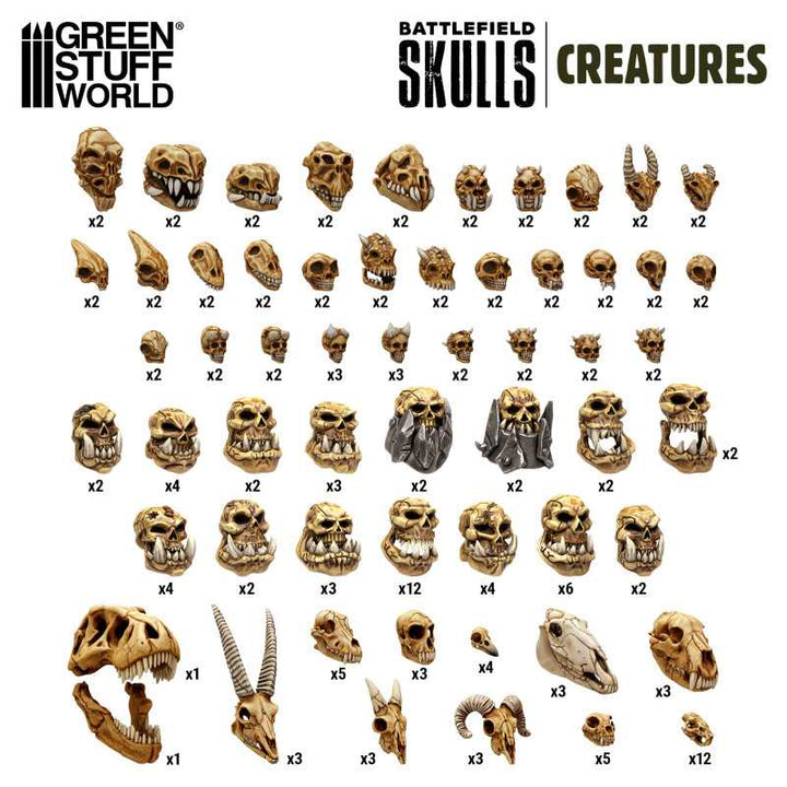 300x Battlefield Creature Skulls 1:48-1:35 (Green Stuff World)