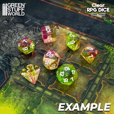 36x D6 12mm Dice - Clear Lime and Pink (Green Stuff World)