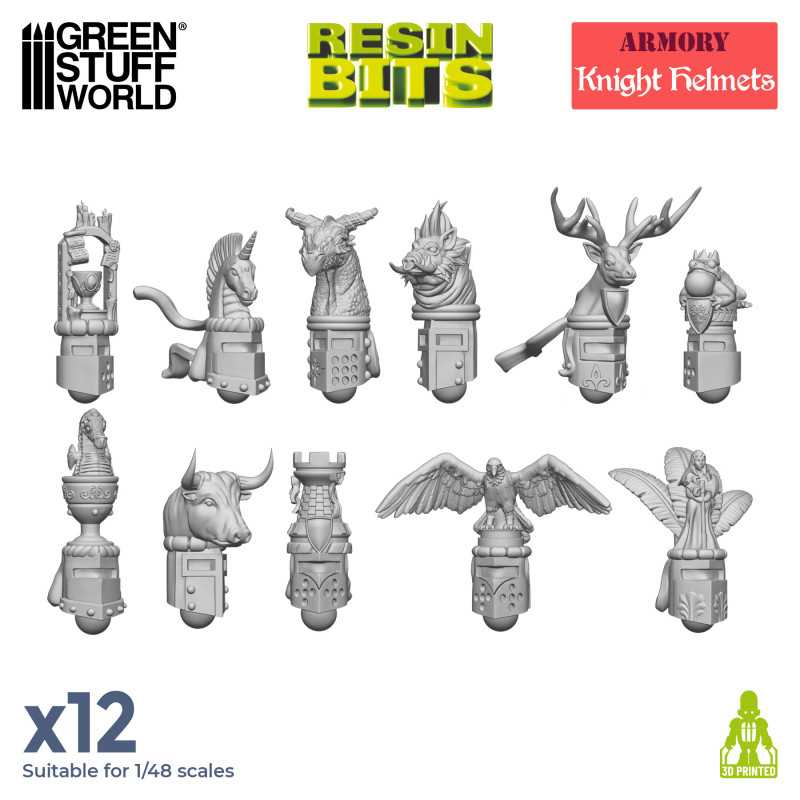3D printed set - Old World Knight Helmets (Green Stuff World)
