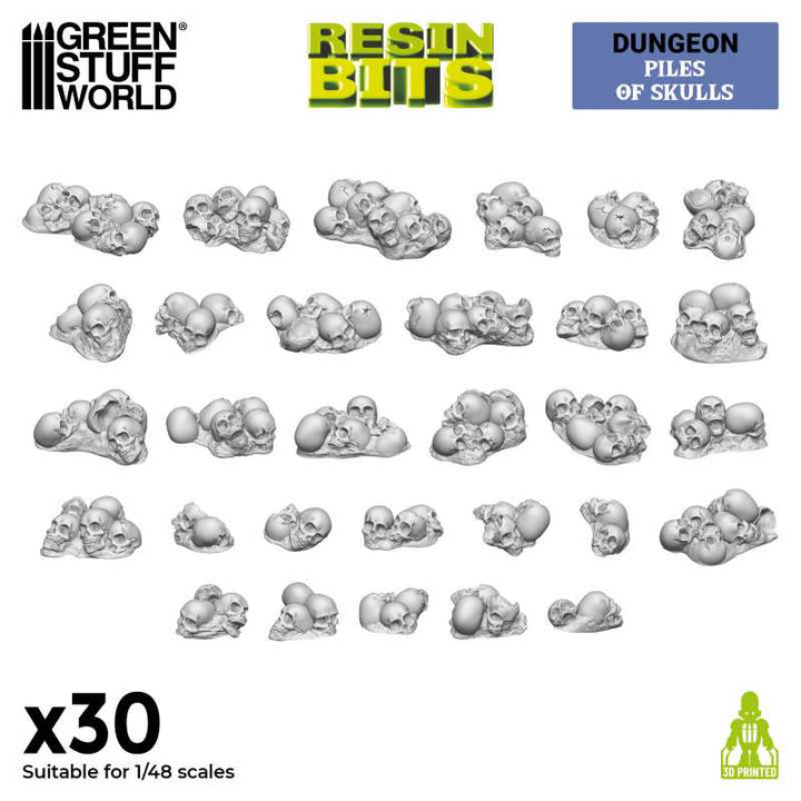 3D printed set - Piles of Skulls 1:48 (Green Stuff World)