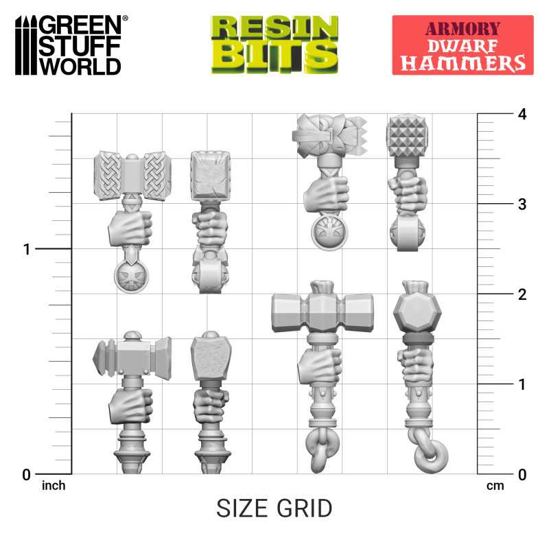 3D printed set - Dwarf Hammers (Green Stuff World)