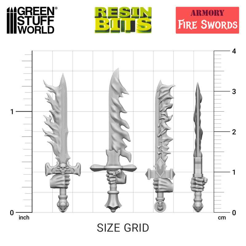 3D printed set - Fire Swords (Green Stuff World)