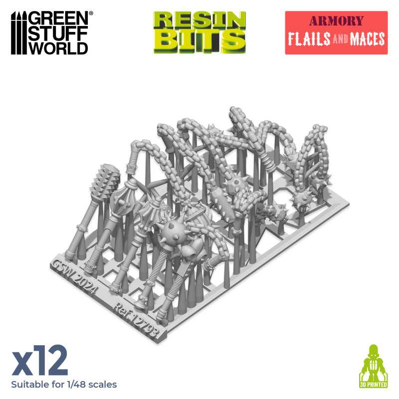 3D printed set - Flails and Maces (Green Stuff World)