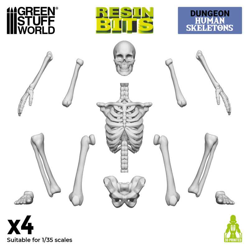 3D printed set - Human Skeletons 1:35 (Green Stuff World)