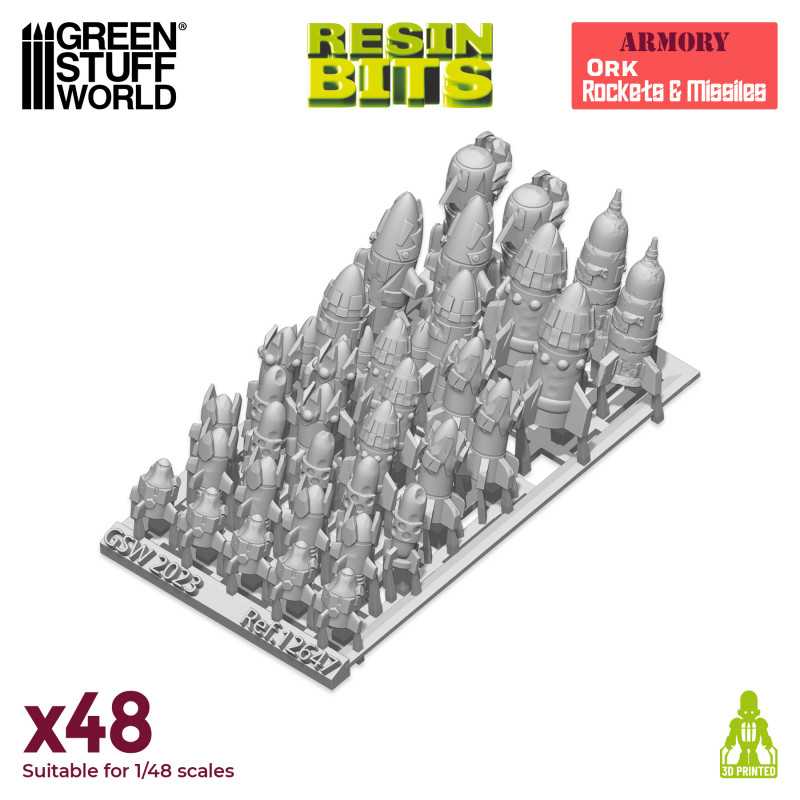3D printed set: Ork Rockets and Missiles (Green Stuff World)