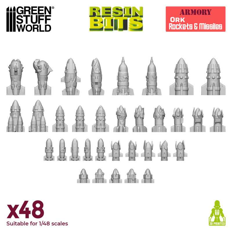 3D printed set: Ork Rockets and Missiles (Green Stuff World)