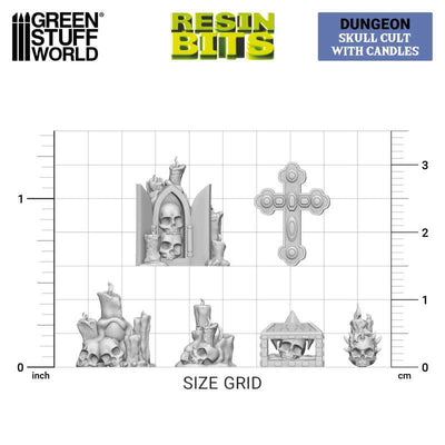 3D printed set - Skull Cult with candles 1:48 (Green Stuff World)