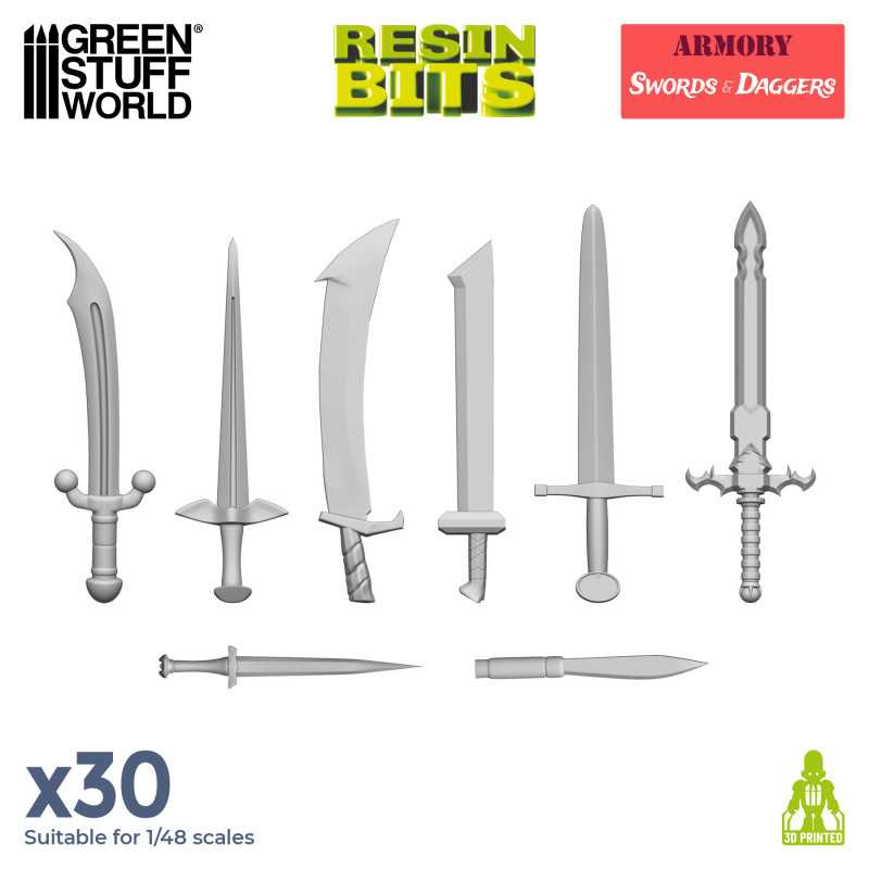 3D printed set - Swords & Daggers (Green Stuff World)
