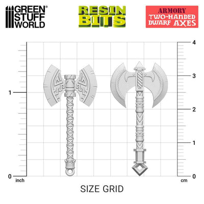 3D printed set - Two Handed Dwarf Axes (Green Stuff World)