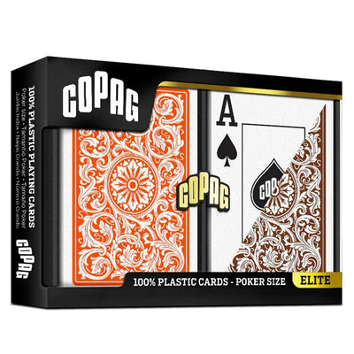 Copag 100% Plastic Poker Orange/Brun, Double Deck