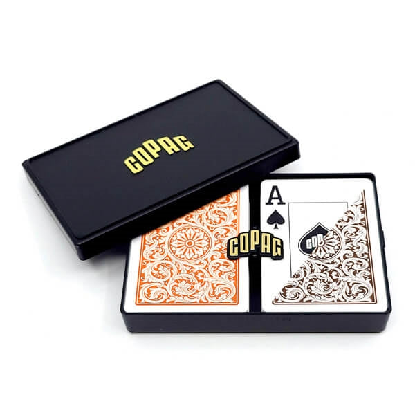 Copag 100% Plastic Poker Orange/Brun, Double Deck