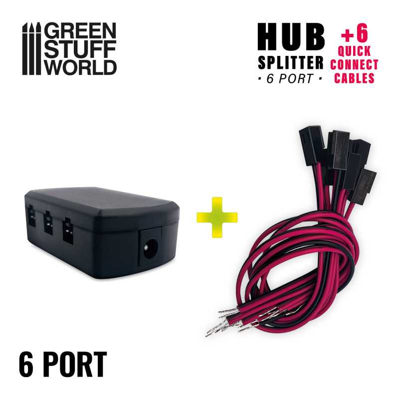 6-port HUB Splitter + 6 quick connect cables (Green Stuff World)