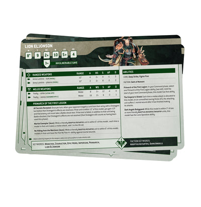 Warhammer 40,000: Dark Angels - Datasheet Cards