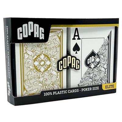 Copag 100% Plastic Poker Legacy Sort/Guld, Double Deck