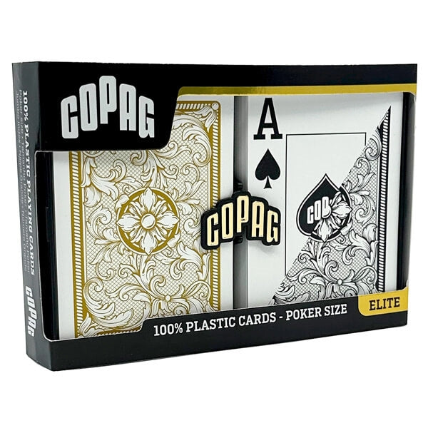 Copag 100% Plastic Poker Legacy Sort/Guld, Double Deck
