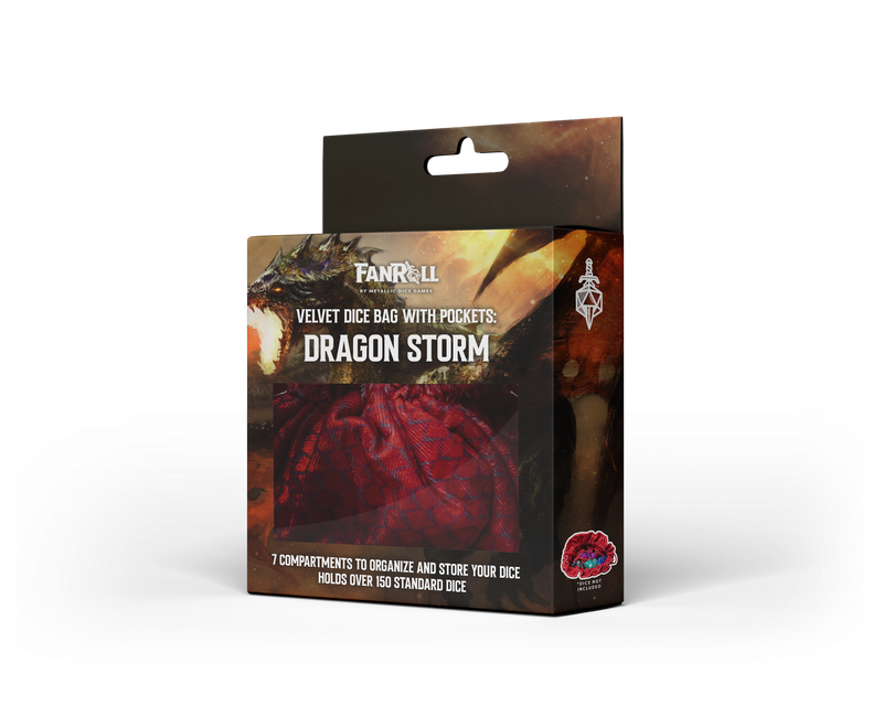 Velvet Dice Bag: Dragon Storm - Red