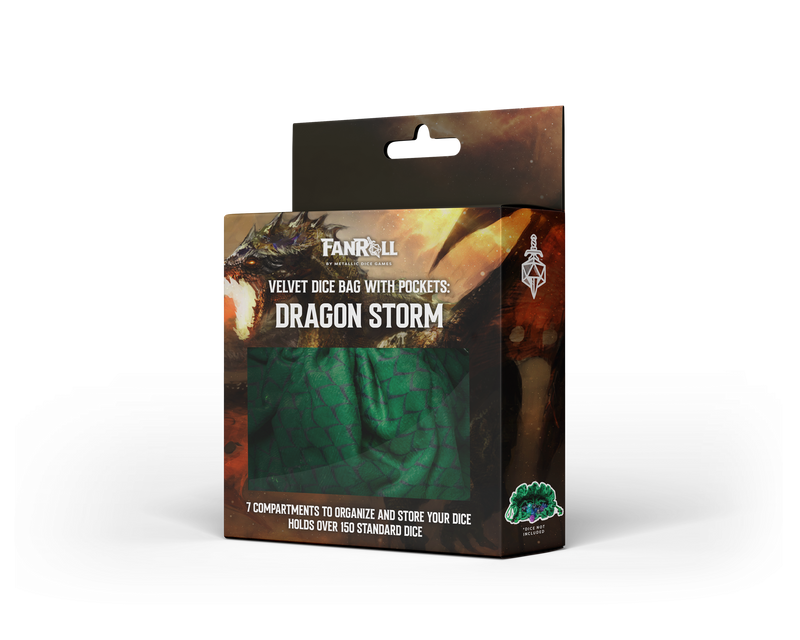 Velvet Dice Bag: Dragon Storm - Green