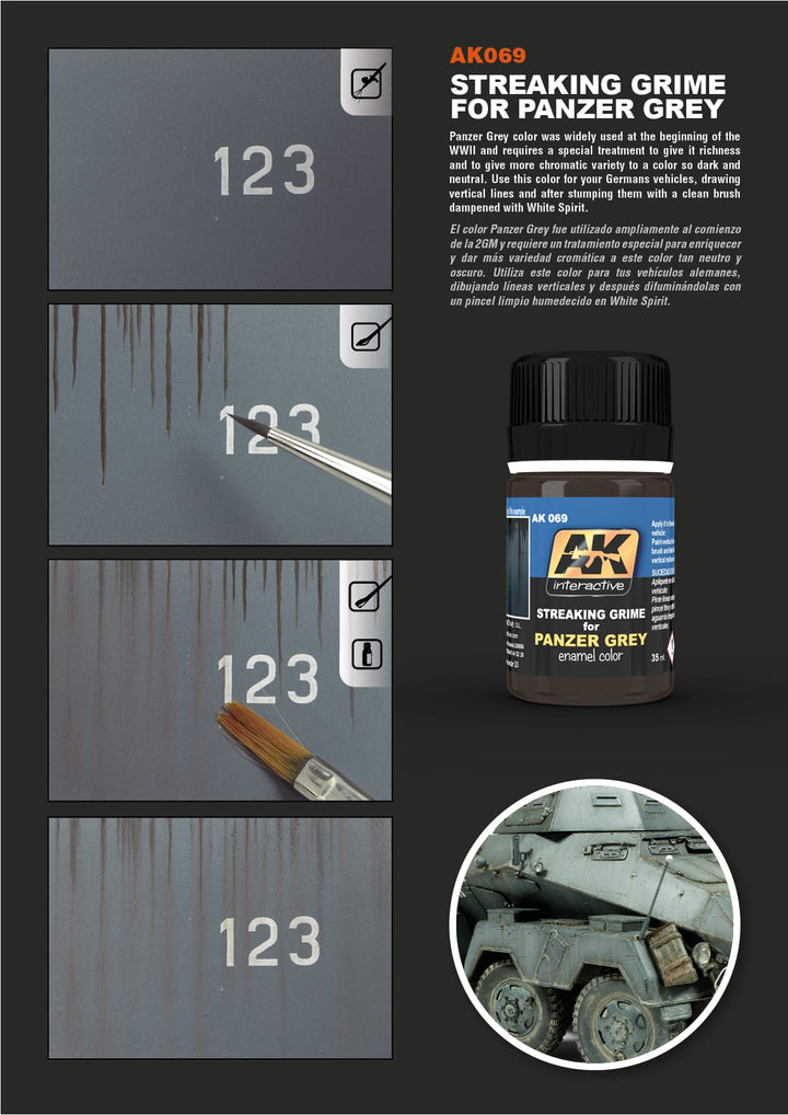 Streaking Grime for Panzer Grey (AK Interactive) (AK069)