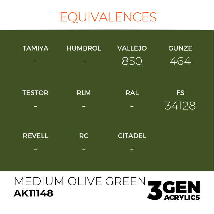 3GEN Acrylics: Medium Olive Green (AK Interactive) (AK11148)
