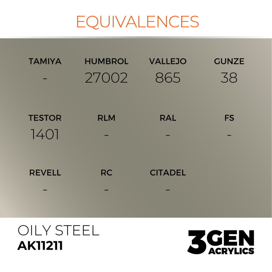 3GEN Acrylics: Oily Steel – Metallic (AK Interactive) (AK11211)