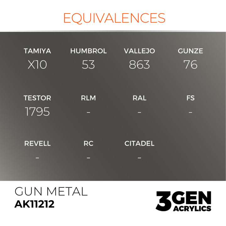 3GEN Acrylics: Gun Metal – Metallic (AK Interactive) (AK11212)
