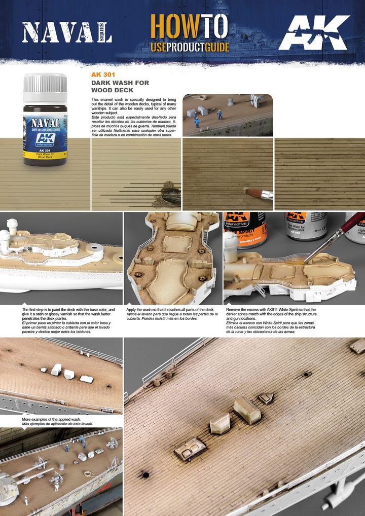 Enamel: Naval Dark Wash for Wooden Deck (AK Interactive) (AK301)