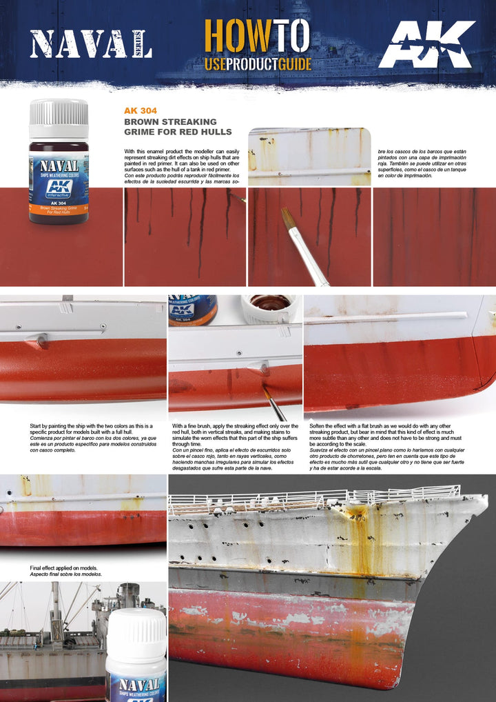 Enamel: Naval Streaking Grime, Brown for Red Hulls (AK Interactive) (AK304)