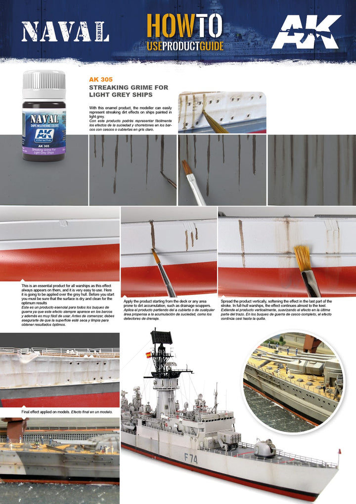 Enamel: Naval Streaking Grime for Light Grey Ships (AK Interactive) (AK305)