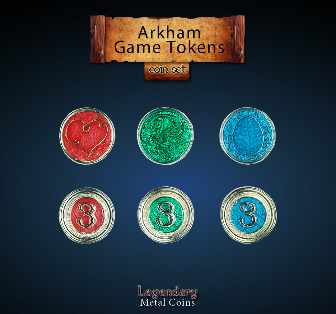 Legendary Metal Coins - Arkham Game Tokens Set (Drawlab)