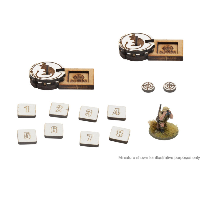 Bolt Action MDF Artillery Zeroing In Markers - British 8th Army 'Desert Rats'