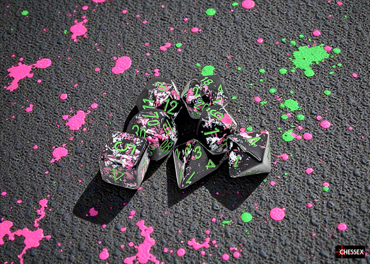 Brush Polyhedral Paintball/green 7-Die Set (Chessex) (24414)