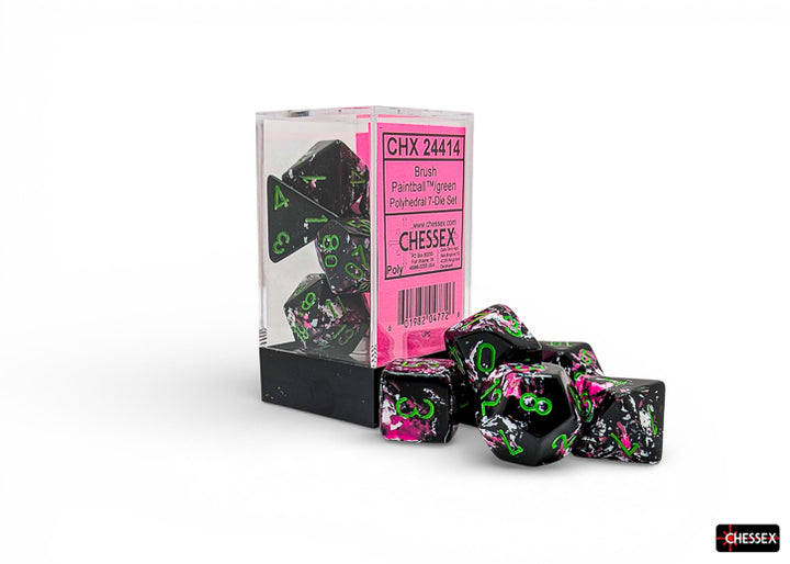 Brush Polyhedral Paintball/green 7-Die Set (Chessex) (24414)
