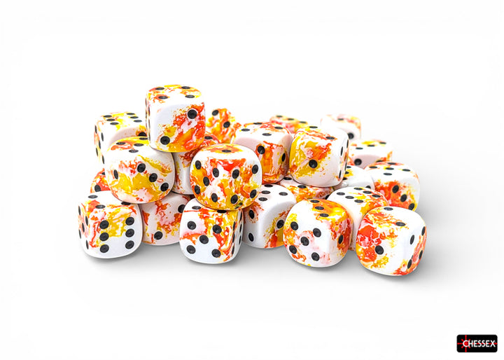 Brush Sunrise/black 12mm d6 Dice Block (36 dice) (Chessex) (24803)