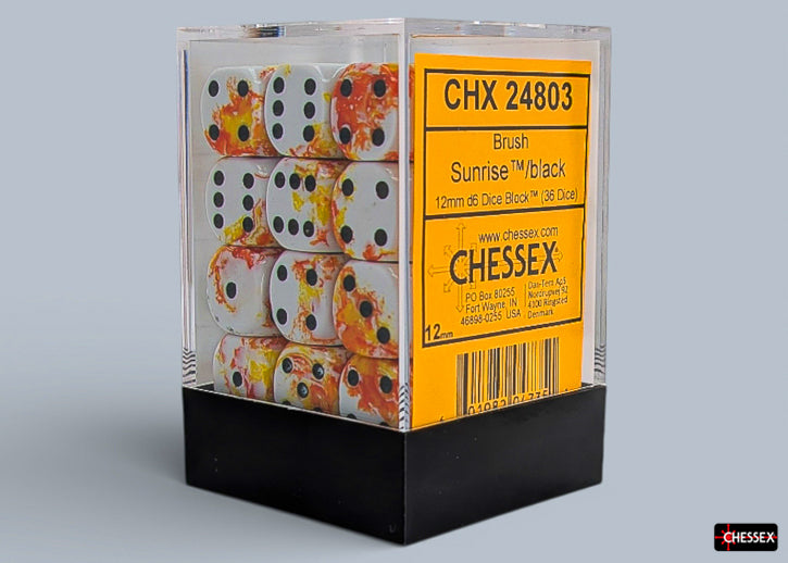 Brush Sunrise/black 12mm d6 Dice Block (36 dice) (Chessex) (24803)