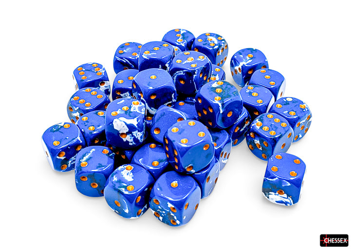 Brush Wavebreak/gold 12mm d6 Dice Block (36 dice) (Chessex) (24806)