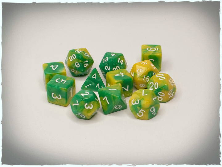 Toxicity polyhedral dice set, 12 pcs (Deep-Cut Studio)