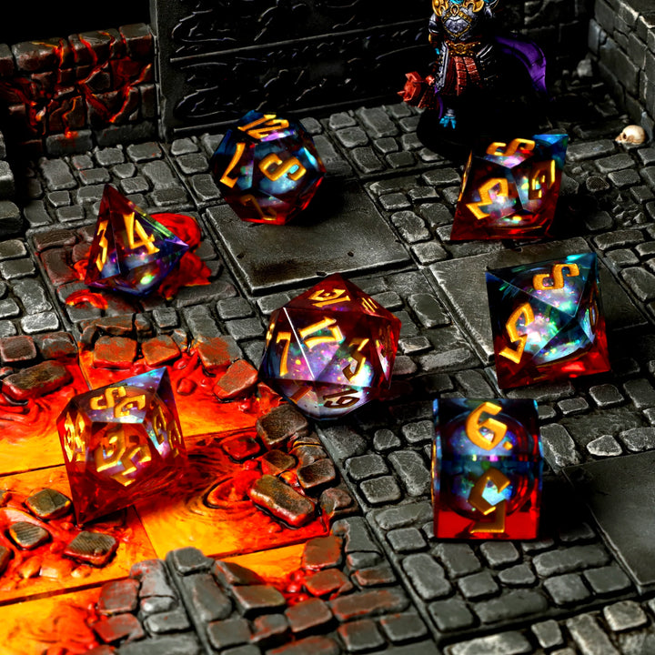 CritStones: Fire and Ice Liquid Core RPG Dice Set