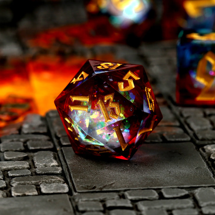 CritStones: Fire and Ice Liquid Core RPG Dice Set
