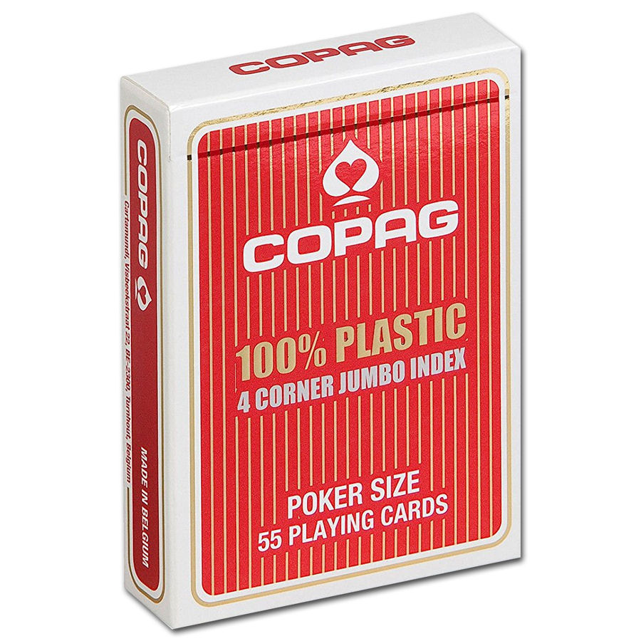 Copag 100% Plastic Poker Jumbo, Rød