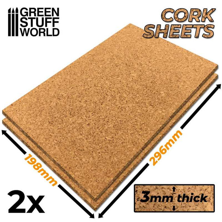 Cork Sheet in 3mm x2 (Green Stuff World)