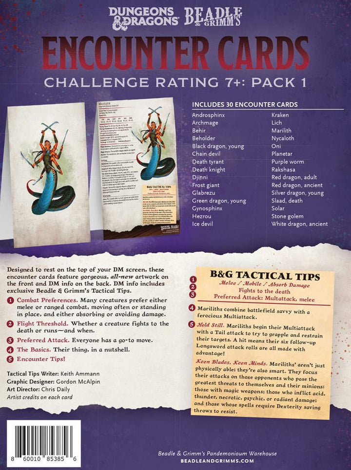 Dungeons & Dragons RPG Encounter Cards - Challenge Rating 7+: Pack 1