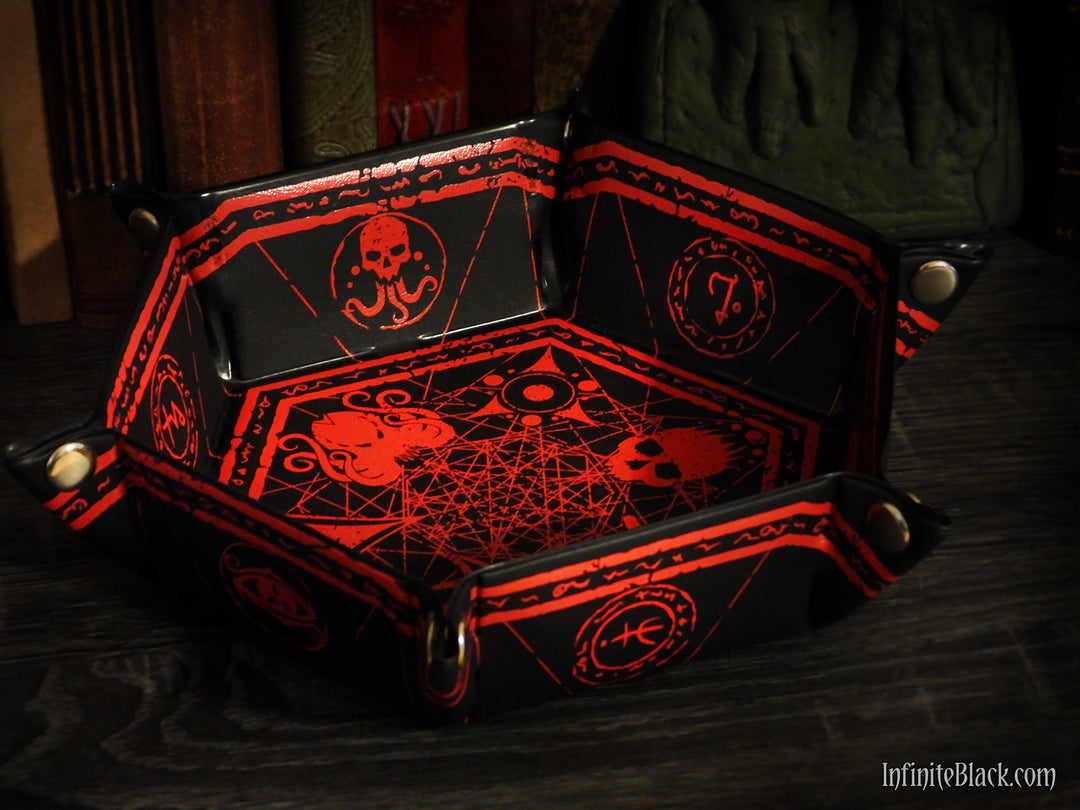 Elder Dice Folding Tray: Red on Black