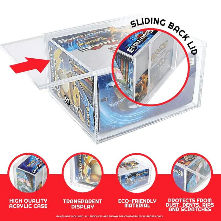 Evoretro Acrylic Display Case for Booster Boxes / Elite Trainer Boxes Ver. 1 with Sliding Lid (EVO-7573)