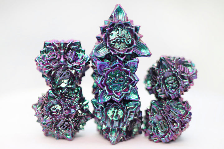 Floral Starburst: Mystic Marigold - Metal RPG Dice Set (Foam Brain) (FBG4473)