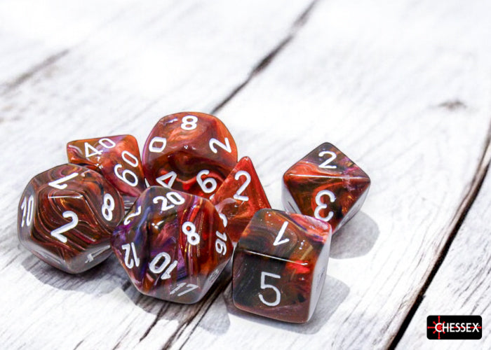 Festive Symphony/white Polyhedral 7-Dice Set (Chessex) (27543)